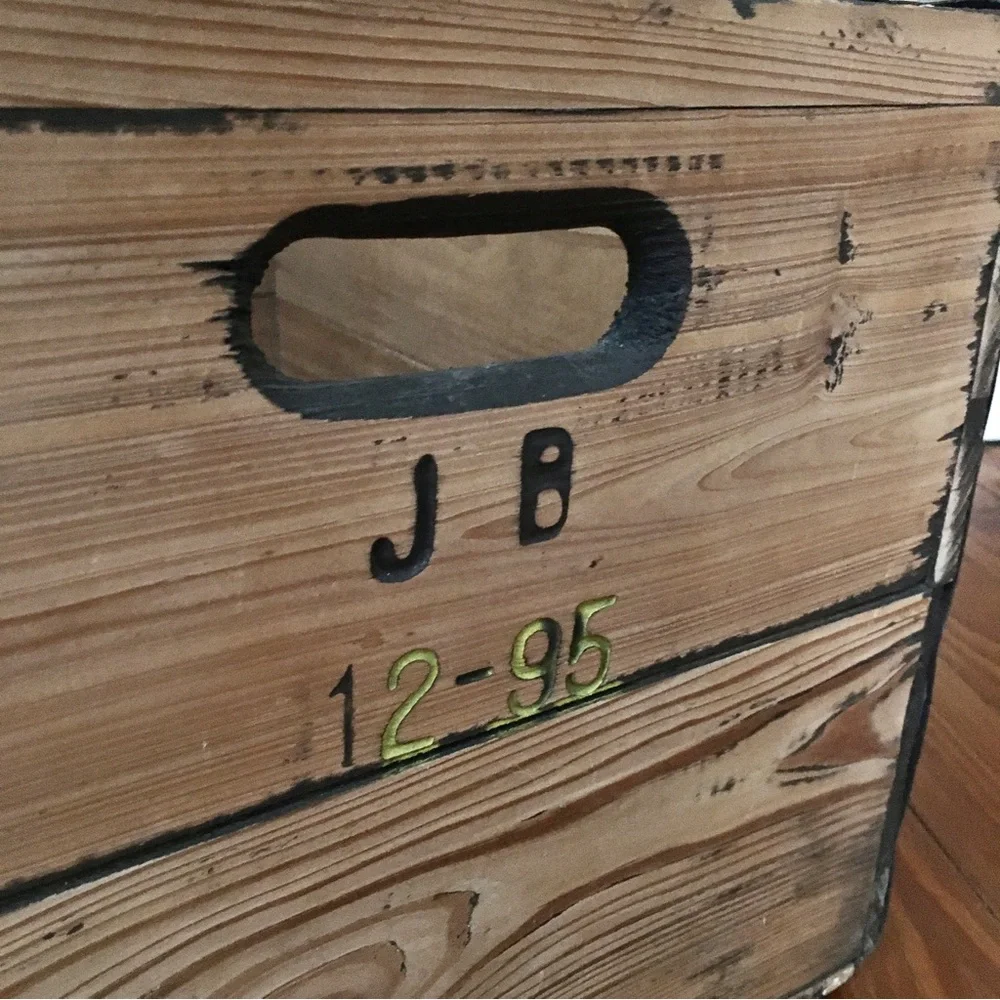 Vintage 40s Heavy Duty Solid Wood Steel Banded Crate 